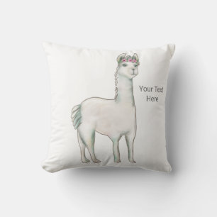 Coussin Llama avec trois mini roses roses couronne tiara.