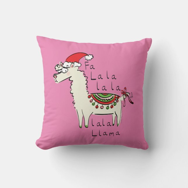 Coussin Llama Christmas Enfants mignonne Drôle (Recto)
