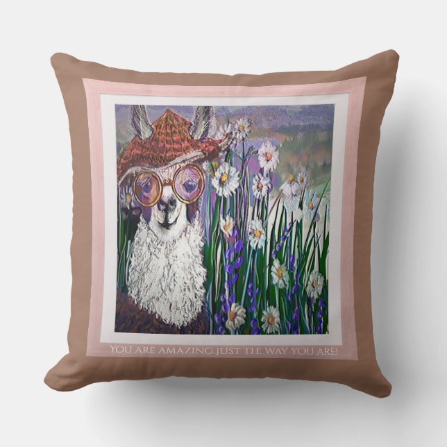 Coussin Llama, habillé et gratuit (Recto)