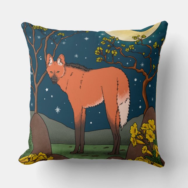 Coussin  Lobo Guará e a flor de ipê - Animais Brasileiros (Recto)