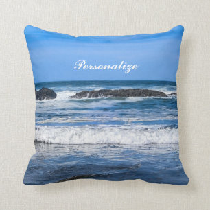 Coussin L'océan pacifique bleu avec le nom