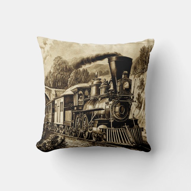 Coussin Locomotive à vapeur vintage (Recto)