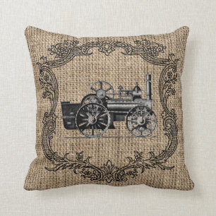 Coussin Locomotive Vintage Burlap