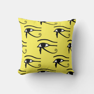 Coussin L'oeil de Horus Motif Jaune Arrière - plan