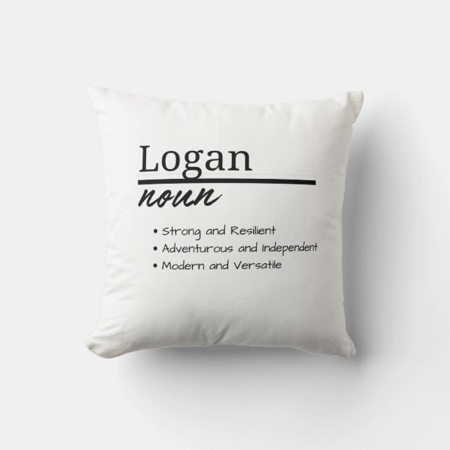 Coussin Logan, Garçon Personnalisé Nom Définition (Recto)