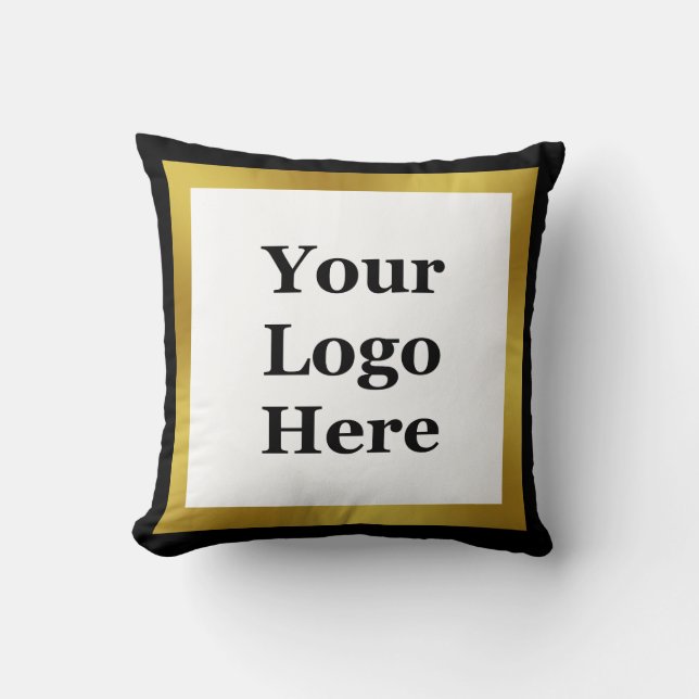 Coussin Logo d'affaires élégant noir blanc et or (Recto)