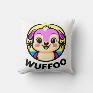 Coussin Logo d'animation de Wuffoo Adventures Chiot Kawaii