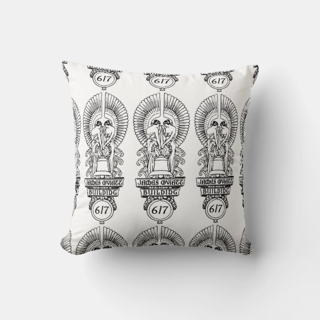 Coussin logo de bâtiment d'Oviatt des années 1930 (Recto)