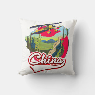 Coussin logo de carte de voyage en Chine