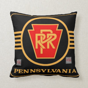 Coussin Logo de la ligne ferroviaire de Pennsylvanie noir 