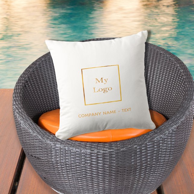 Coussin Logo de la société d'affaires blanc or élégant (Créateur téléchargé)