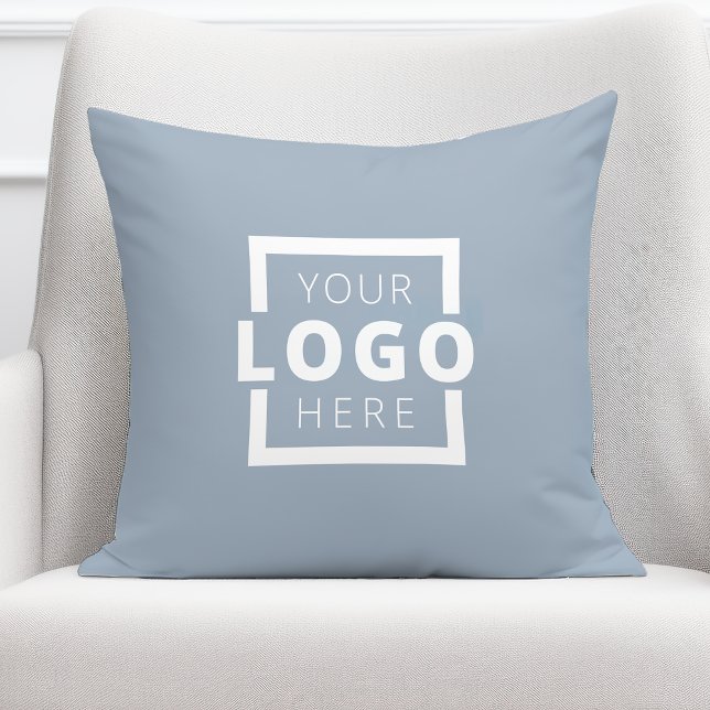 Coussin Logo de l'entreprise personnalisée Dusty Blue (Créateur téléchargé)