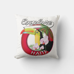 Coussin Logo de voyage Explore Haïti.