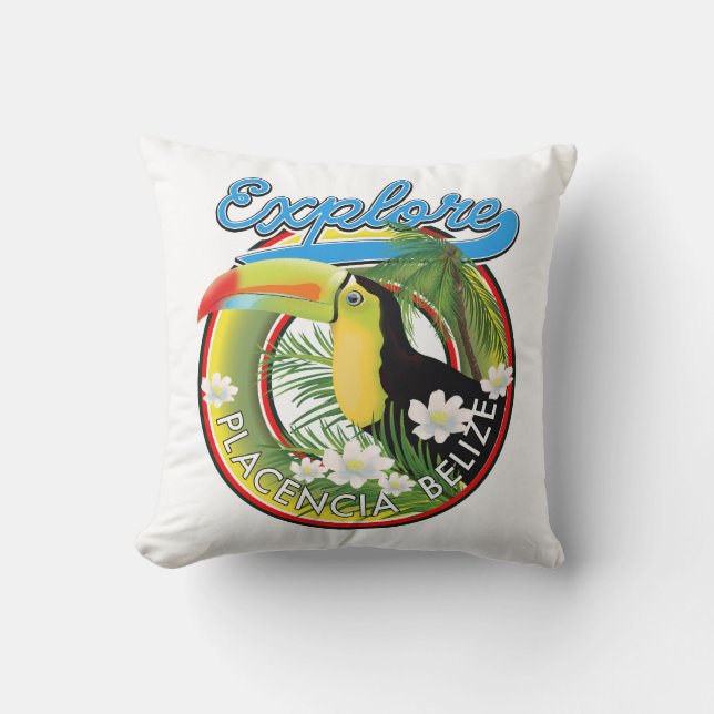Coussin Logo de voyage Explore Placencia Belize (Recto)
