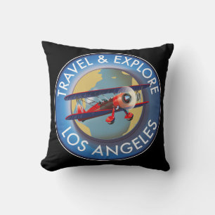 Coussin Logo de voyage explorer Los Angeles