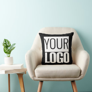 Coussin Logo gras sur fond noir uni -