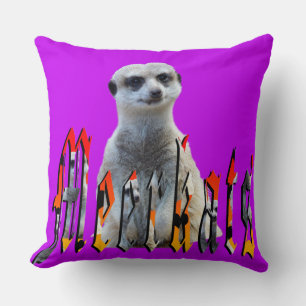 Coussin Logo Meerkat Et Meerkats, Poussin À Jeu Violet.