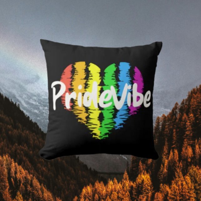 Coussin Logo PrideVibe Coeur arc-en-ciel (Créateur téléchargé)