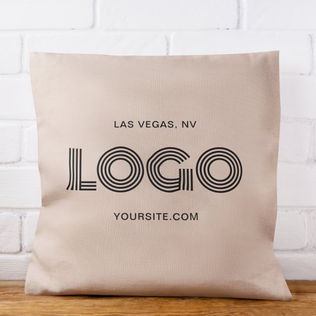 Coussin Logo rectangulaire moderne beige et noir (Modern Tan and Brown Leopard Spot Outdoor Pillow)