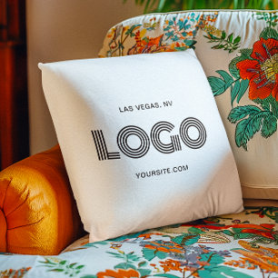 Coussin Logo rectangulaire moderne blanc et noir