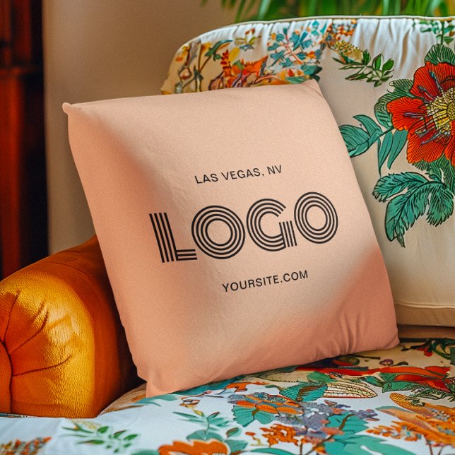 Coussin Logo Rectangulaire Moderne Peach (Peach Modern Rectangular Logo Throw Pillow)