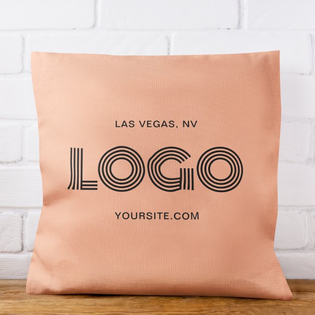 Coussin Logo Rectangulaire Moderne Peach (Peach Fuzz Modern Rectangular Logo Throw Pillow)