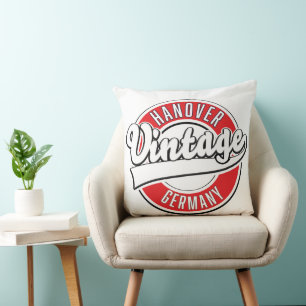 Coussin logo style vintage Hanovre Allemagne.