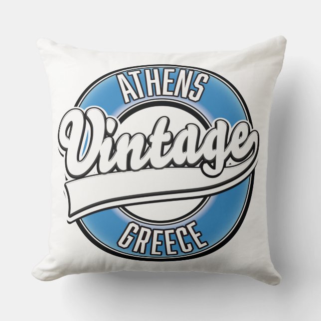 Coussin Logo vintage d'Athènes Grèce (Recto)