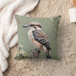 Coussin L'Oiseau Rirant Australien La Peinture À L'Huile D
