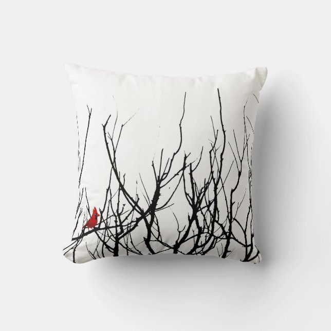 Coussin L'oiseau rouge par des poivrons de Leslie (Recto)