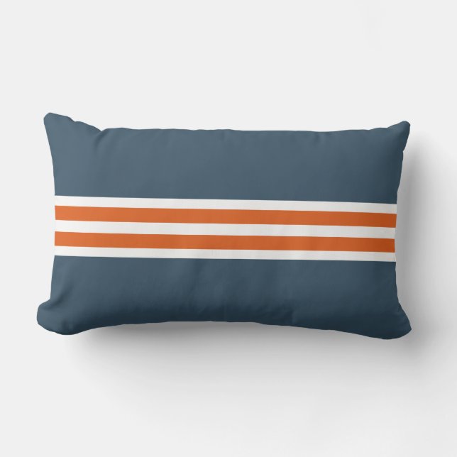 Coussin lombaire bleu avec les rayures oranges et (Recto)