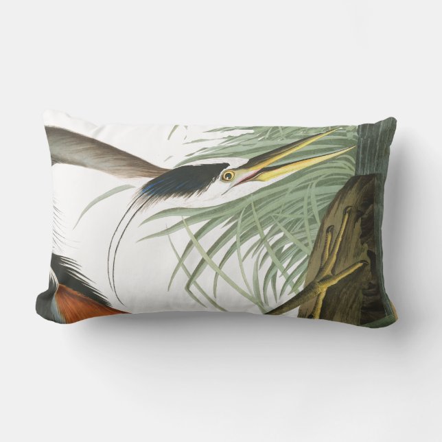 Coussin lombaire de faune d'oiseau de héron (Recto)