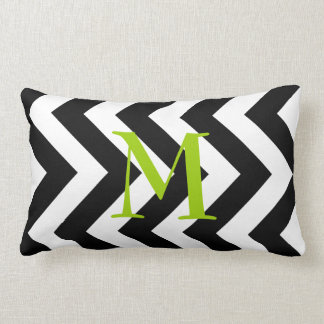 Coussin lombaire de zigzag noir et blanc de