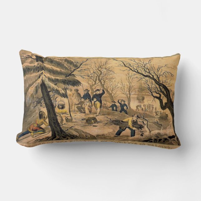 Coussin lombaire d'image vintage de pèlerin (Recto)