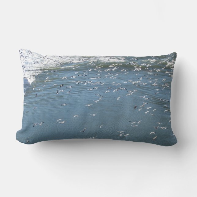 Coussin (lombaire) - Mouettes au-dessus de l'océan (Recto)