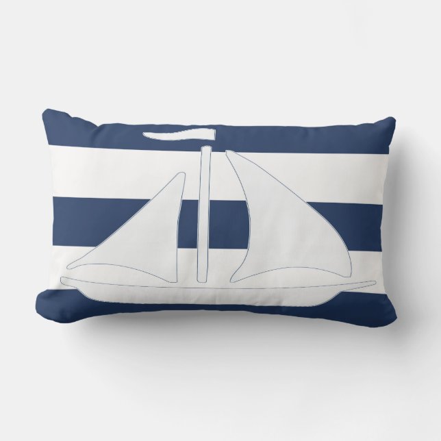 Coussin lombaire nautique de rayure bleue de (Recto)