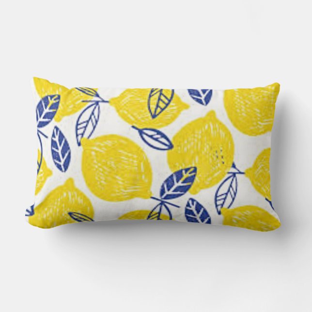 coussin lombaire pllow citron et bleu (Recto)