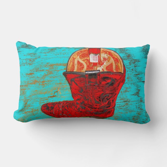 Coussin lombaire rouge de botte de cowboy (Recto)