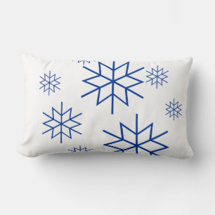 Coussin (lombaire) - Snowflakes - Bleu sur blanc
