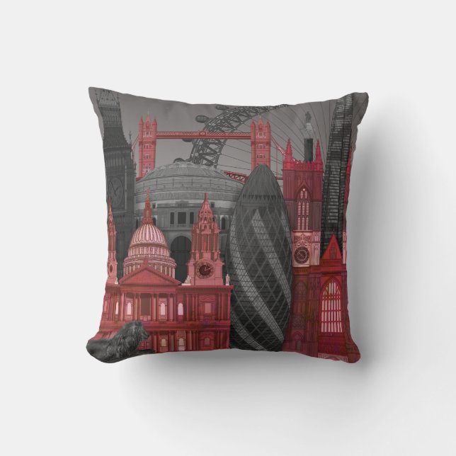 Coussin London Elevages by Night - Rouge (Recto)