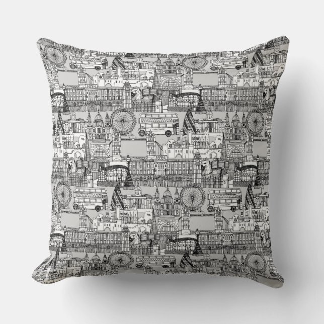 Coussin Londres toile noir (Recto)