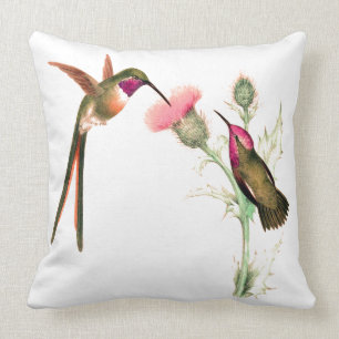 Coussin Long carreau coupé la queue de fleurs d'oiseaux d