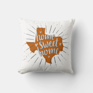 Coussin Longhorn Burnt Orange Home Sweet Home - Texas