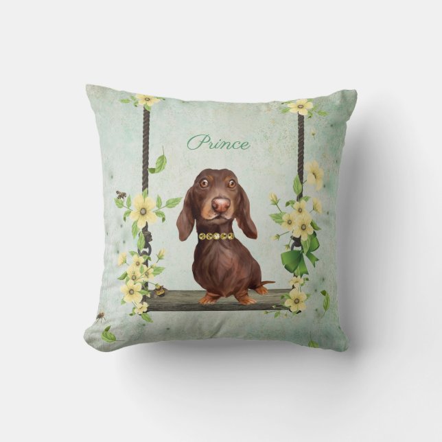 Coussin Longue Cheveux Dachshund Ressort Jeu d'oreiller (Recto)