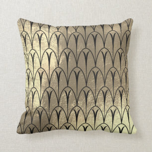 Coussin L'or de noir de sépia de Faux d'art déco mesure
