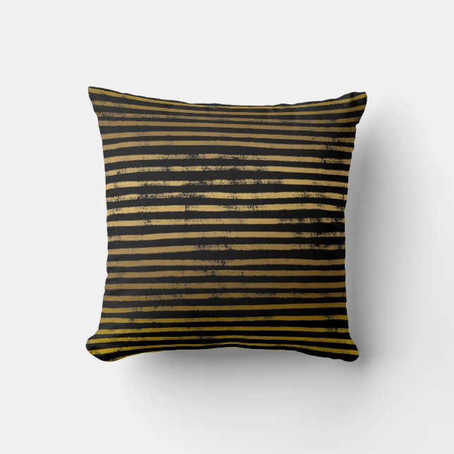 Coussin L'or noir moderne barre la grunge métallique de (Recto)