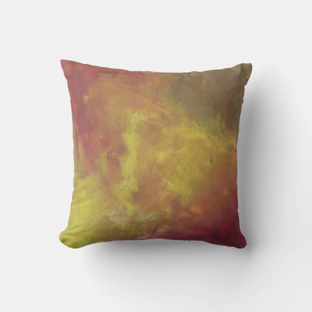 Coussin L'or rouge et la peinture à l'huile Abstraite vert (Recto)
