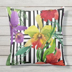 Coussin L'orchidée colorée fleurit le motif pour aquarelle