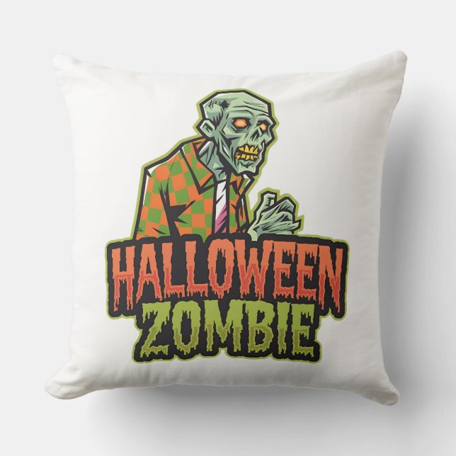 Coussin L'oreiller à lancer Zombie vert d'Halloween : Ne D (Recto)