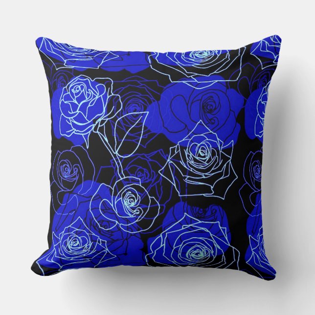 Coussin L'Oreiller Floral Rose bleu inaccessible (Recto)